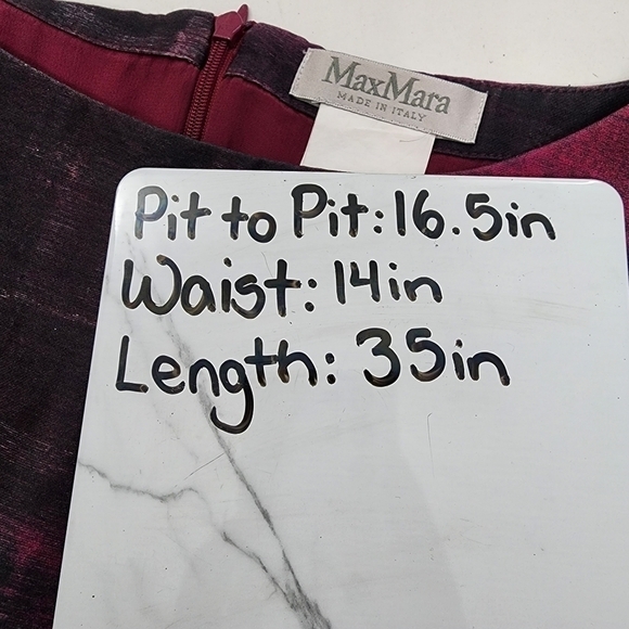 Maxmara Sleeveless Sheath Cocktail Dress Purple & Black Abstract Print Size 6 - Picture 9 of 9